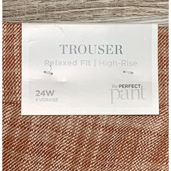 Cj Banks Womens Relaxed Fit High-Rise Trousers Rusty Plaid Pleated Size 24W NEW - Picture 7 of 16